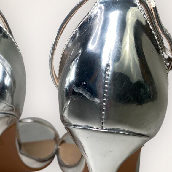 PrettyLittleThing Women’s 6 Silver Open Toe Strappy High Heels - Picture 7 of 8